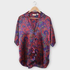 Vintage Victoria's Secret Paisley Shirt Womens Small Colorful Psychedelic